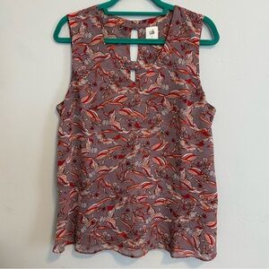 Cabi #3611 Good Luck Red Crane Print Top Size L